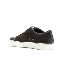 dunkelgraue Wildleder niedrige Sneakers von Lanvin