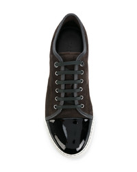 dunkelgraue Wildleder niedrige Sneakers von Lanvin