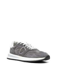 dunkelgraue Wildleder niedrige Sneakers von Philippe Model Paris