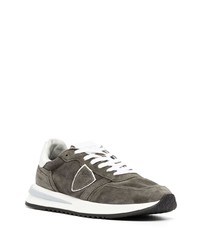 dunkelgraue Wildleder niedrige Sneakers von Philippe Model Paris