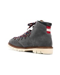 dunkelgraue Wildlederarbeitsstiefel von Bally