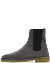 dunkelgraue Wildlederstiefel von Saint Laurent