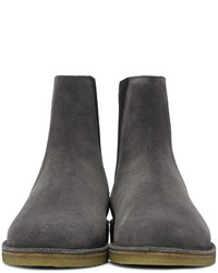 dunkelgraue Wildlederstiefel von Saint Laurent