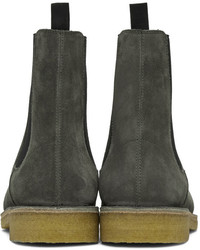 dunkelgraue Wildlederstiefel von Saint Laurent