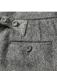 dunkelgraue Wollanzughose mit Fischgrätenmuster von Thom Browne