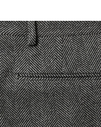dunkelgraue Wollanzughose mit Fischgrätenmuster von Valentino