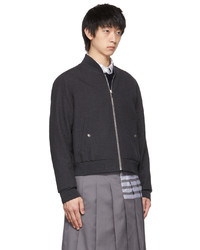 dunkelgraue Wollbomberjacke von Thom Browne