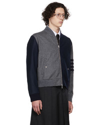 dunkelgraue Wollbomberjacke von Thom Browne