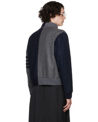 dunkelgraue Wollbomberjacke von Thom Browne