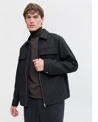 dunkelgraue Wollshirtjacke von Jack & Jones