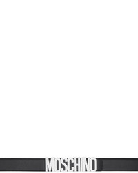 dunkelgrauer bedruckter Ledergürtel von Moschino