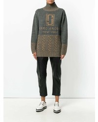dunkelgrauer bedruckter Oversize Pullover von Marc Jacobs