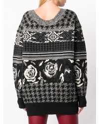 dunkelgrauer bedruckter Oversize Pullover von Junya Watanabe