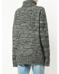 dunkelgrauer bedruckter Oversize Pullover von Alexa Chung