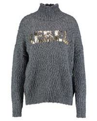 dunkelgrauer bedruckter Oversize Pullover von Set