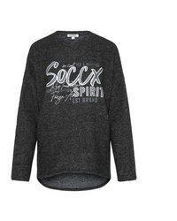 dunkelgrauer bedruckter Oversize Pullover von SOCCX