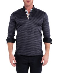 dunkelgrauer bedruckter Polo Pullover