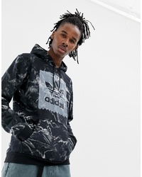 dunkelgrauer bedruckter Pullover mit einem Kapuze von Adidas Skateboarding