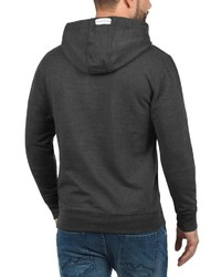dunkelgrauer bedruckter Pullover mit einem Kapuze von BLEND