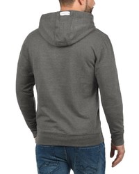 dunkelgrauer bedruckter Pullover mit einem Kapuze von BLEND