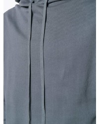 dunkelgrauer bedruckter Pullover mit einem Kapuze von Raf Simons