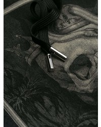 dunkelgrauer bedruckter Pullover mit einem Kapuze von Alexander McQueen