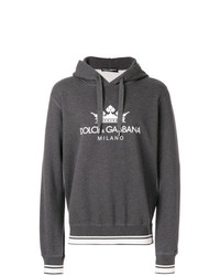dunkelgrauer bedruckter Pullover mit einem Kapuze von Dolce & Gabbana