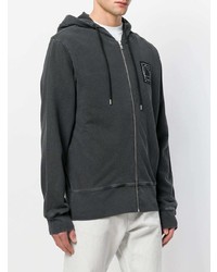 dunkelgrauer bedruckter Pullover mit einem Kapuze von McQ Alexander McQueen