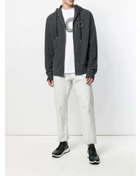 dunkelgrauer bedruckter Pullover mit einem Kapuze von McQ Alexander McQueen