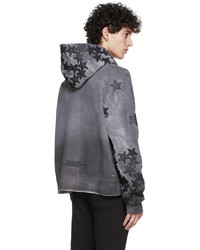 dunkelgrauer bedruckter Pullover mit einem Kapuze von Amiri