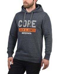 dunkelgrauer bedruckter Pullover mit einem Kapuze von Jack & Jones