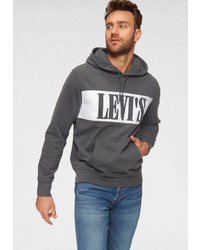 dunkelgrauer bedruckter Pullover mit einem Kapuze von Levi's