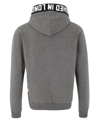 dunkelgrauer bedruckter Pullover mit einem Kapuze von Lonsdale