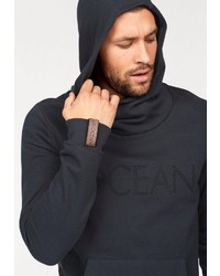 dunkelgrauer bedruckter Pullover mit einem Kapuze von OCEAN SPORTSWEAR