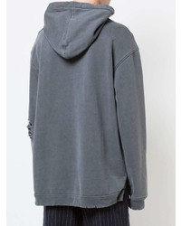 dunkelgrauer bedruckter Pullover mit einem Kapuze von Alchemist