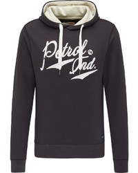 dunkelgrauer bedruckter Pullover mit einem Kapuze von Petrol Industries