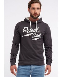 dunkelgrauer bedruckter Pullover mit einem Kapuze von Petrol Industries