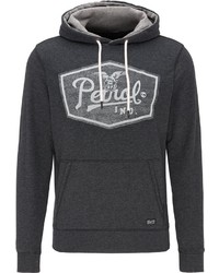 dunkelgrauer bedruckter Pullover mit einem Kapuze von Petrol Industries