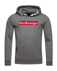 dunkelgrauer bedruckter Pullover mit einem Kapuze von Redbridge