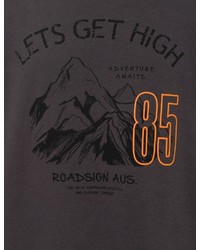 dunkelgrauer bedruckter Pullover mit einem Kapuze von ROADSIGN australia