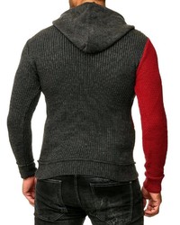 dunkelgrauer bedruckter Pullover mit einem Kapuze von RUSTY NEAL