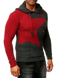 dunkelgrauer bedruckter Pullover mit einem Kapuze von RUSTY NEAL