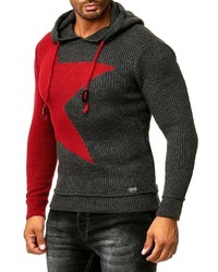 dunkelgrauer bedruckter Pullover mit einem Kapuze von RUSTY NEAL