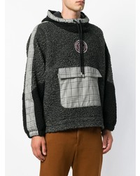 dunkelgrauer bedruckter Pullover mit einem Kapuze von MSGM