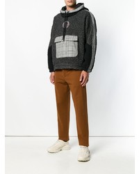 dunkelgrauer bedruckter Pullover mit einem Kapuze von MSGM