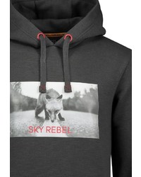 dunkelgrauer bedruckter Pullover mit einem Kapuze von Sky Rebel