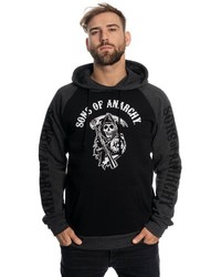 dunkelgrauer bedruckter Pullover mit einem Kapuze von Sons of Anarchy