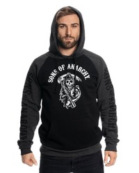 dunkelgrauer bedruckter Pullover mit einem Kapuze von Sons of Anarchy