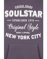 dunkelgrauer bedruckter Pullover mit einem Kapuze von SOULSTAR