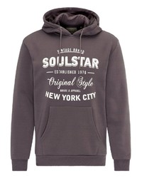 dunkelgrauer bedruckter Pullover mit einem Kapuze von SOULSTAR